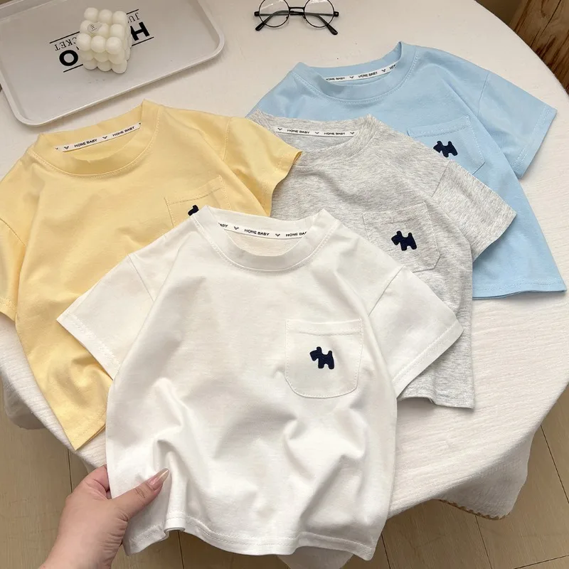 Boys' T-Shirt Children's Loose Top Girls' Short-Sleeved Crew-Neck Blouse Summer Baby Casual Cartoon Pullover Kids New Clothing