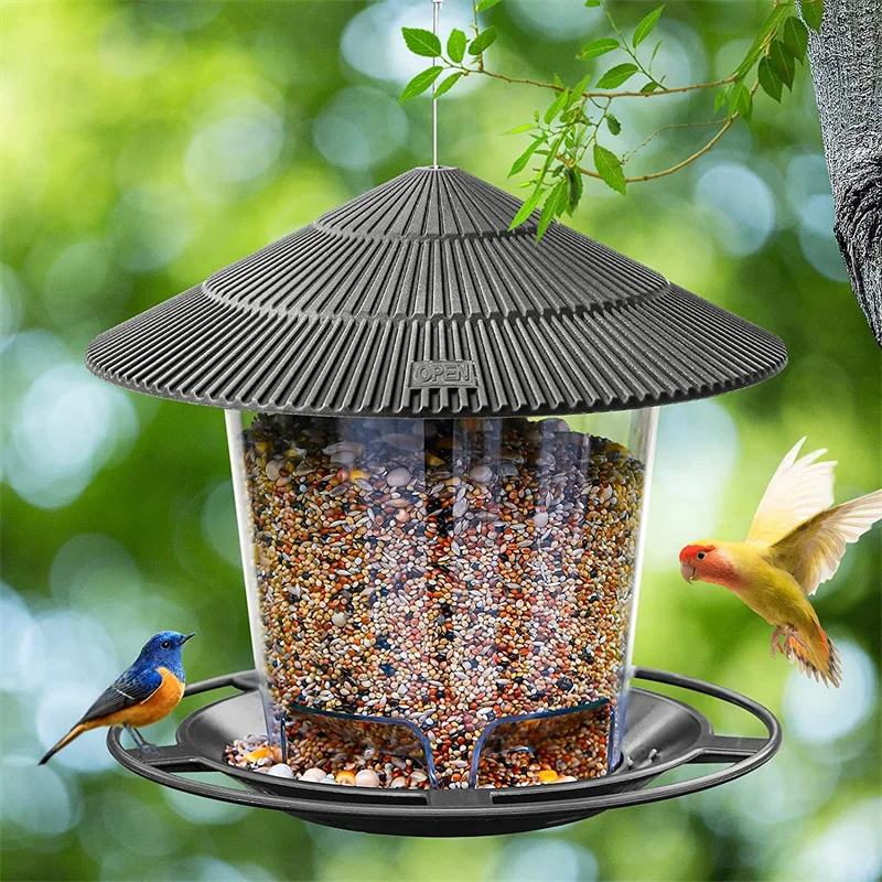 

Garden Decroation Gazebo Hanging Wild Bird Feeder Garden Container With Hang Rope Feeding House Type Bird Feeder Decoration