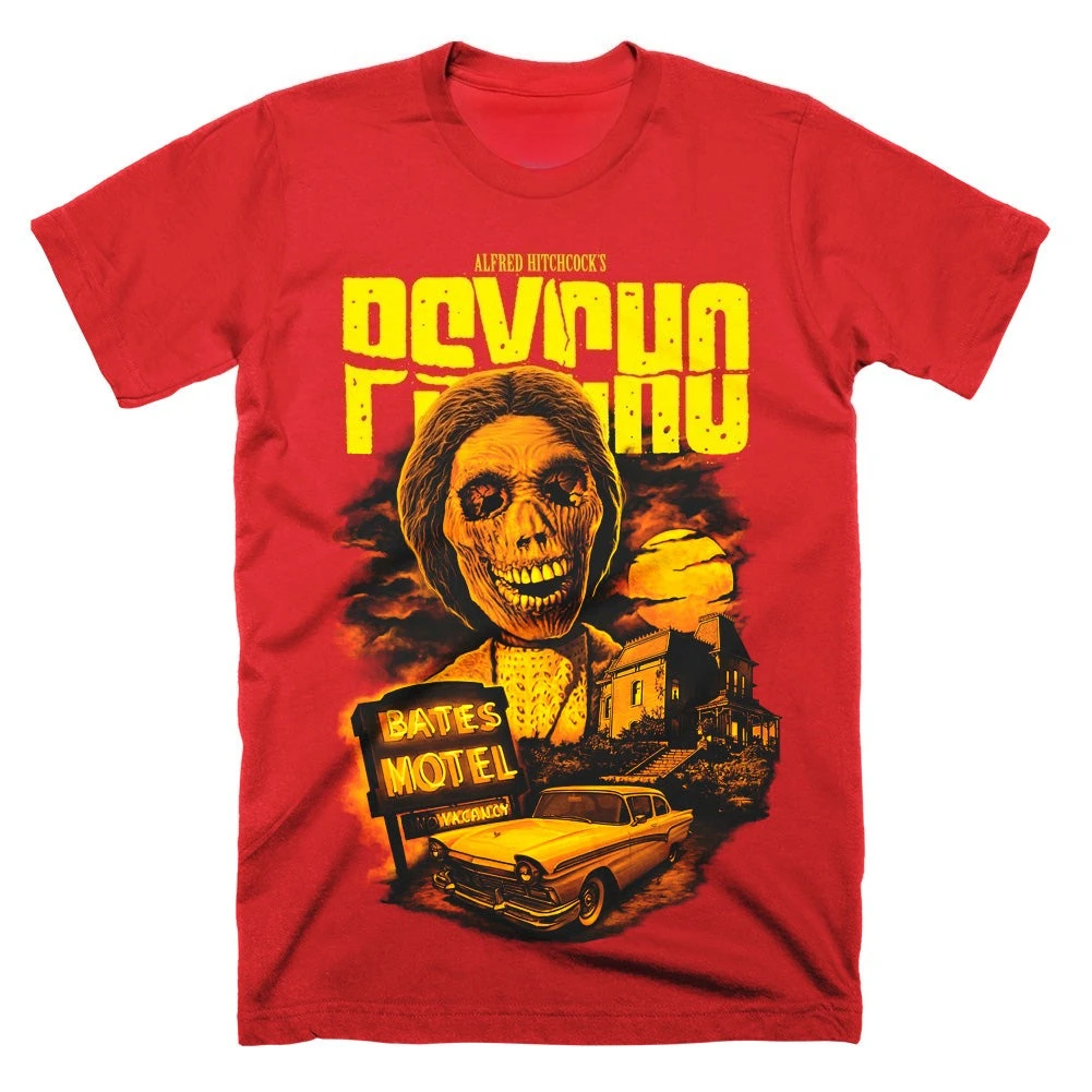 Alfred Hitchcock Psycho No Vacancy Graphic Pure Cotton T‑shirt Unisex Short Sleeve Harajuku Streetwear Casual Tops