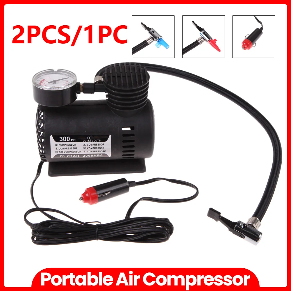Compressor de Ar Portátil 12V com Manômetro, Bomba de Pneus Inteligente, Inflador Elétrico de Pneus para Moto, Bicicleta e Carro