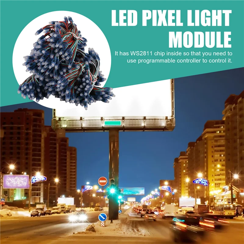 

ABDE-500Pcs 12 мм WS2811 Полноцветный светодиодный пиксельный световой модуль DC5V IP68 Водонепроницаемый RGB 2811 1903 IC Цифровой светодиодный рождественский светильник