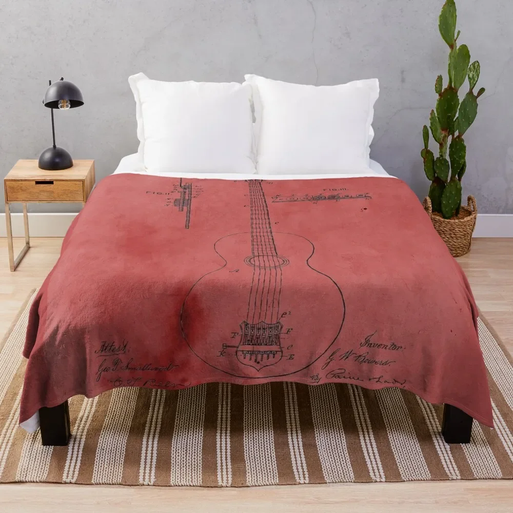 

Vintage Rose Guitar Patent Throw Blanket Luxury Sofa Quilt Blankets