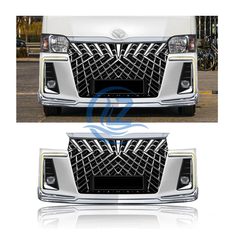 wide body 2005uptoyota hiace mini bus LED front bumper and chrome grille