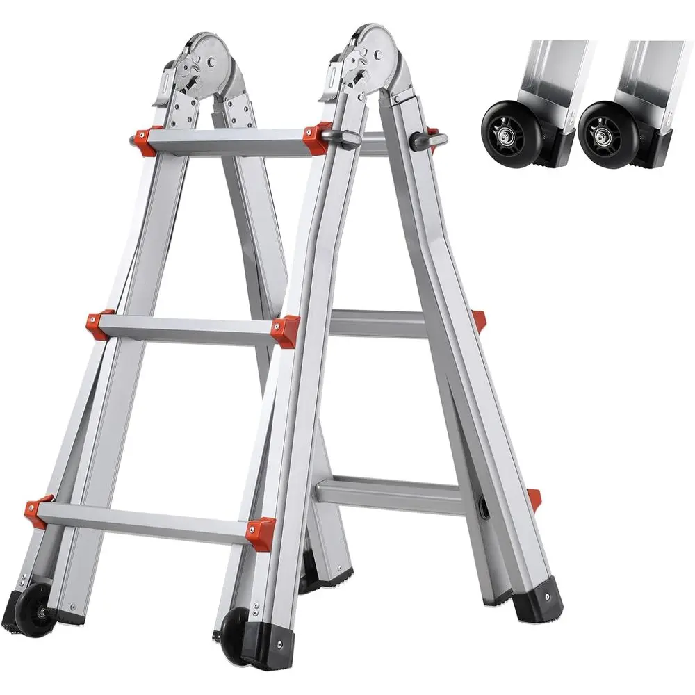 

9.5 T Telescoping Ladder - Compact & Portable Extension Ladder, 330lb Load acity or Home, Roo, Stairs, Indoor & Outdoor Use