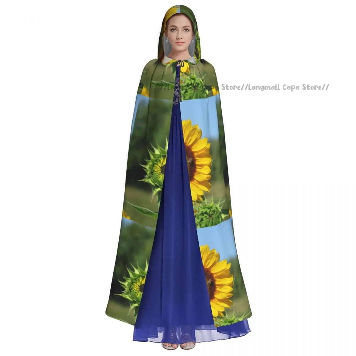 Witch Cloak Sunflower Halloween Cosplay Costume Unisex Adult Cloak Retro Ages Cape