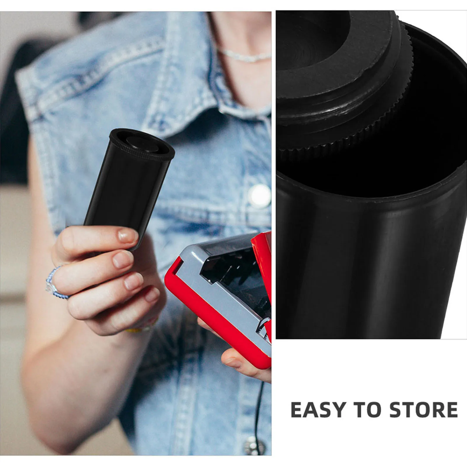 20Pcs Black Film Canisters Secure Film Roll Organizer Universal Compatibility Portable Protection Bead Containers