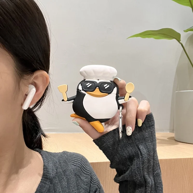 

Cartoon Penguin Earphone Case For Huawei FreeBuds 7i 5i 6i se3 Pro3 Pro4 FreeClip2 Headset Cover Silicone Headphone Cases Funda