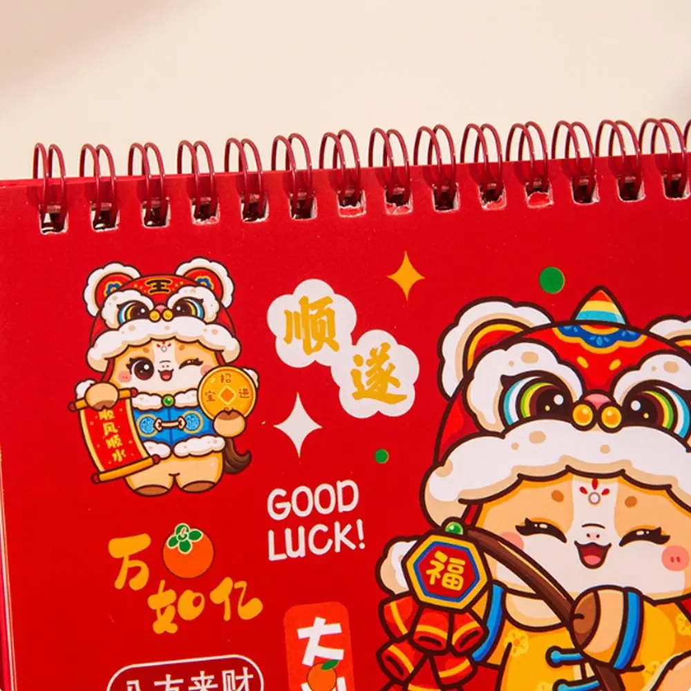 Calendario de escritorio de estilo chino 2026, encuadernación de bobina, calendario del año del caballo/Panda, indicador de fecha del mes, planificador de horario de dibujos animados