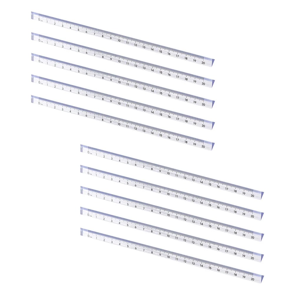 

10Pcs Scale Ruler Plastic Clear Triangular Ruler Wear Resistant for Home Office School Students Drawing Measuring Tool