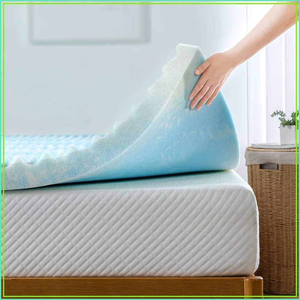 3 Inch Swirl Gel Cooling Memory Foam Mattress Topper, Queen, WonderBox Packaging, CertiPUR-US Certified