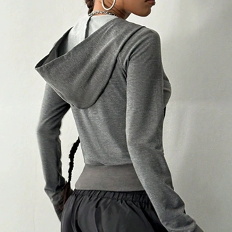 여성 후드 긴 소매 리벳 지퍼가 달린 스웨트 셔츠 캐주얼 자켓 데일리웨어 야외 활동 streetwear