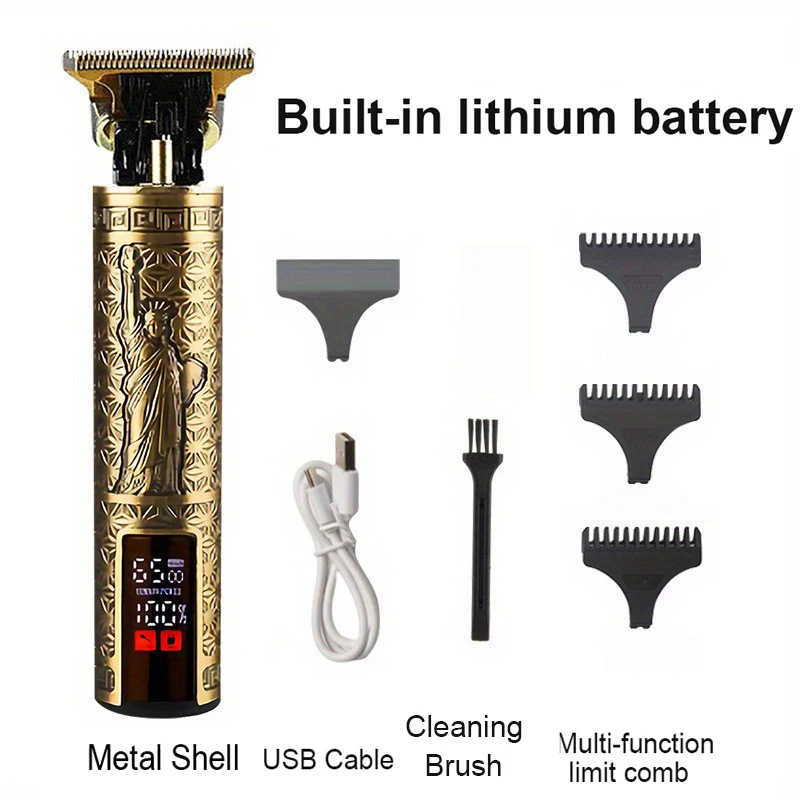 N26Free örnek profesyonel berber malzemeleri Salon süslü elektrikli akülü şarj edilebilir kesme tüm Metal sakal saç düzeltici