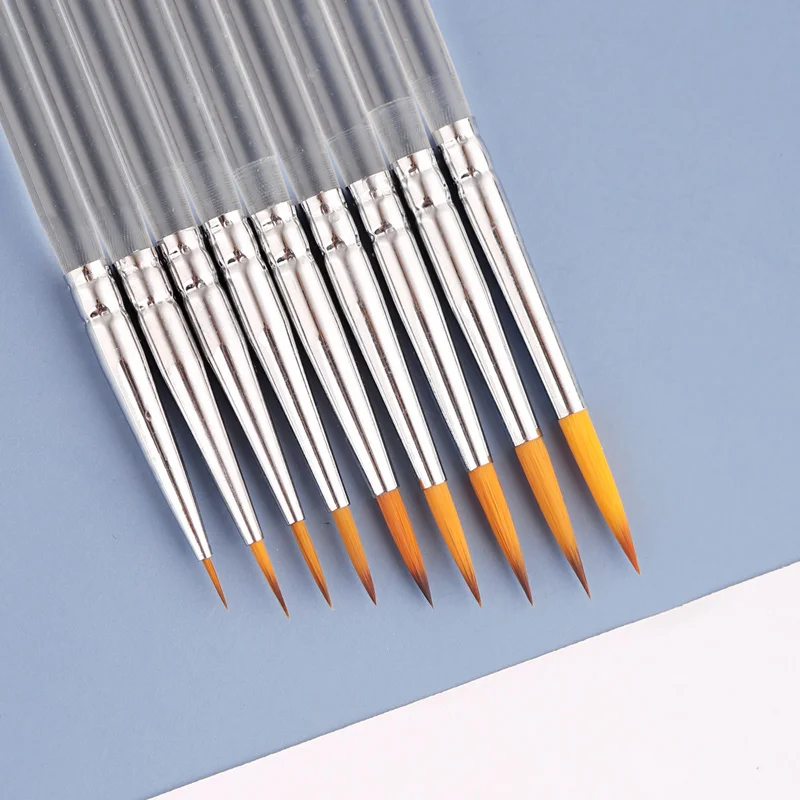 JOWOART 非常に細い先端アートペイントブラシナイロン毛 9 ピース水彩ガッシュアクリルロッドフックラインストロークペン初心者ツール