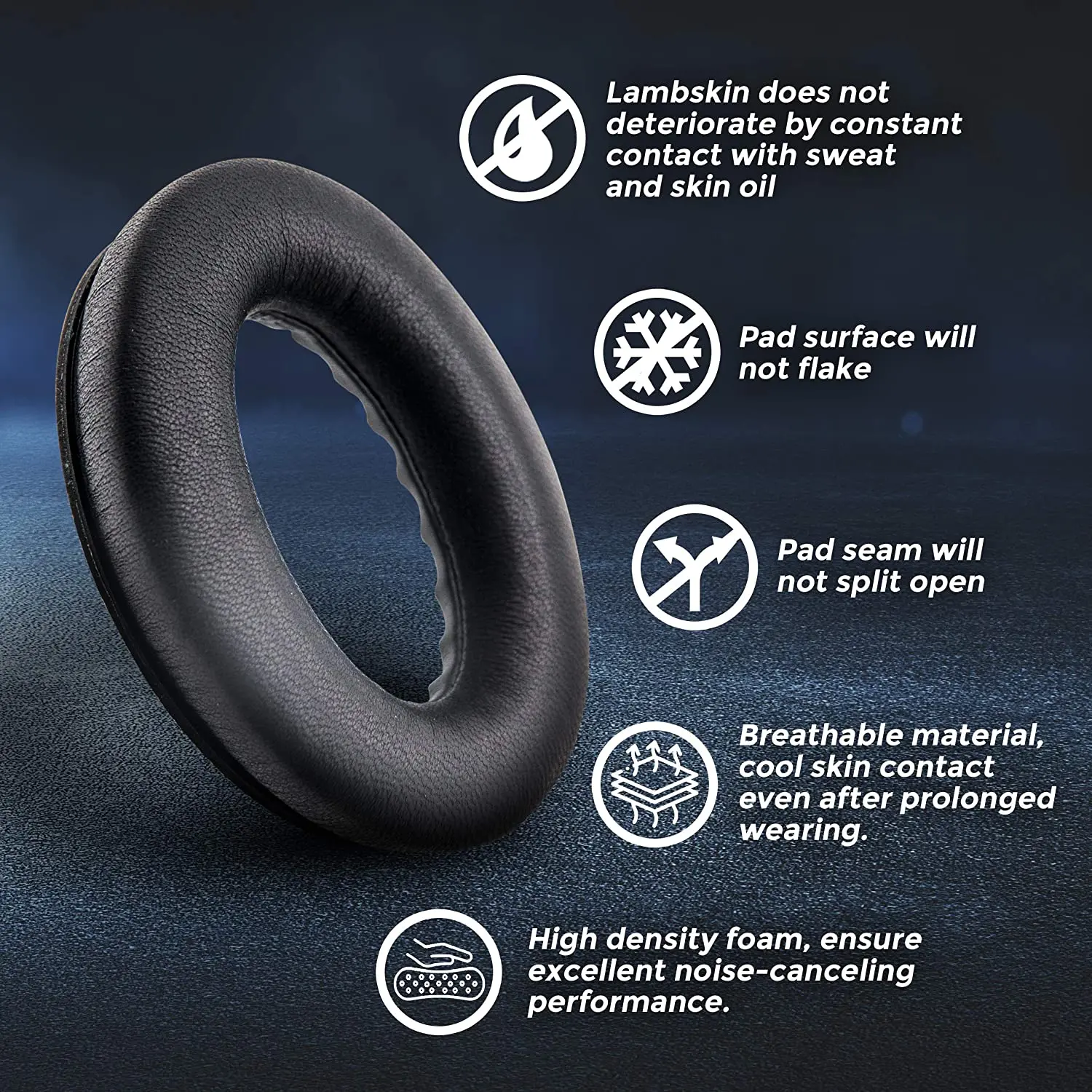 Lambskin Ear Pads Cushion, Replacement Sheepskin Earpads for Bose QC 35 II QC35 QC35ii QC25 Quiet Comfort Headphones