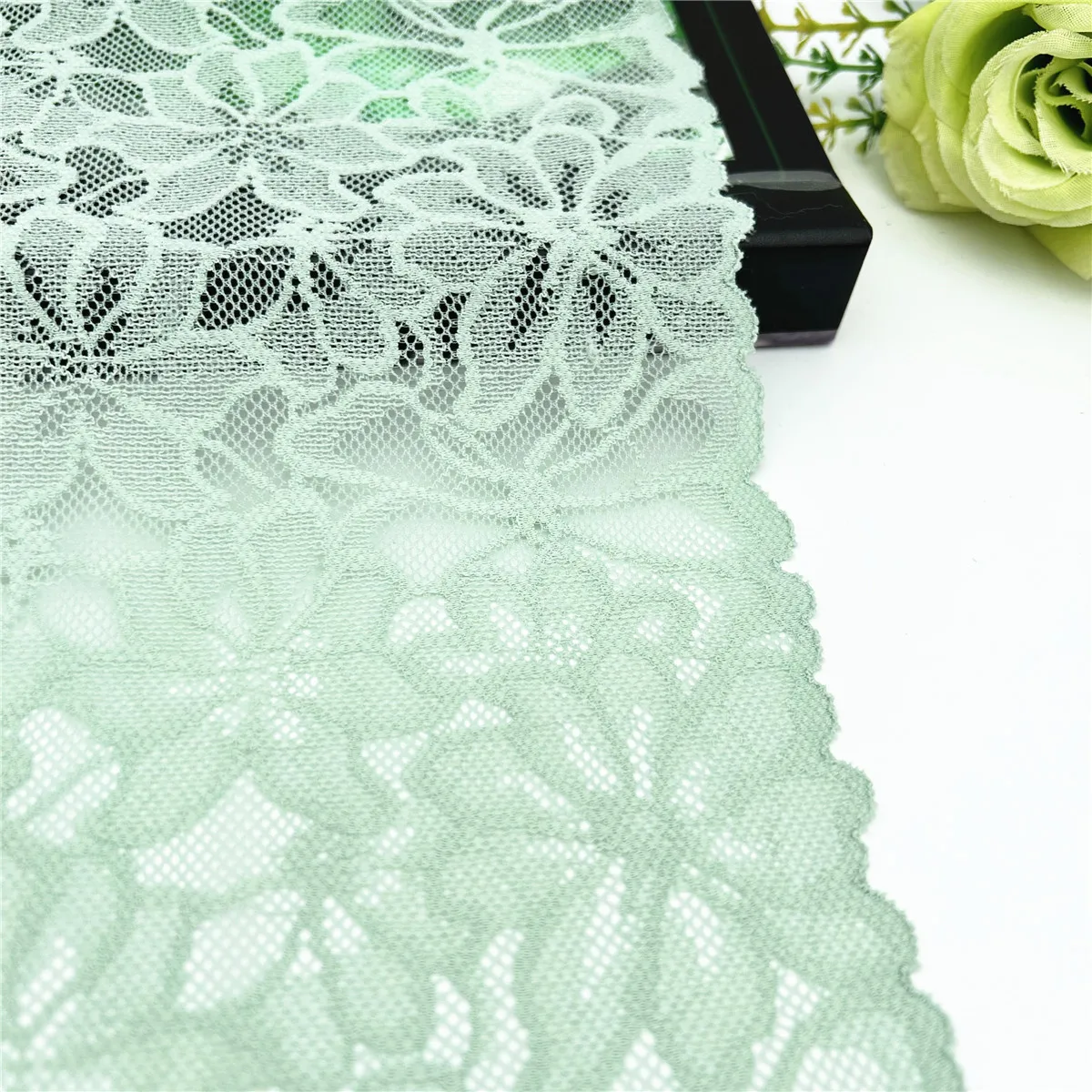 3y/lot Width7 1/4 inch (18.50cm) Green Elastic Stretch Lace Trim Clothing Sewing Craft DIY Apparel Dress Sleeve Lace Wedding