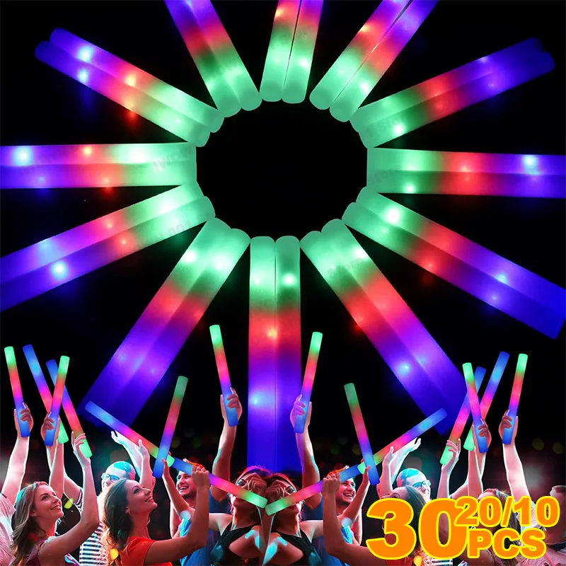 

Светодиодные светящиеся палочки, объемные красочные RGB светящиеся пенопластовые палочки для Рождества, дня рождения, свадьбы, светящиеся в темноте товары для вечеринок
