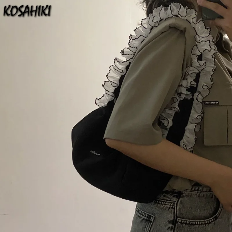 Luxury Design Lace Letter Crossbody Bags Japanese Casual Personality Underarm Bag Shoulder  Women Sweet Streetwear Handbags