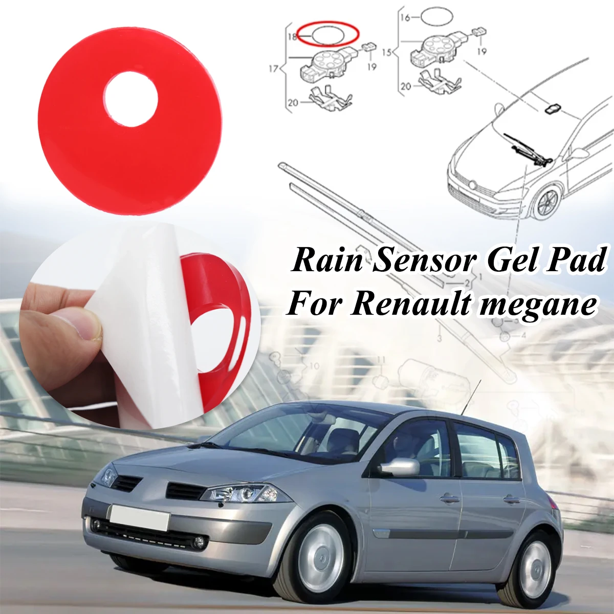 Rain Light Sensor Gel Silicone Pad For BMW Renault Megene 02-2008 Captur Clio Kangoo Nissan NV250 Film Silicone Windscreen Chip