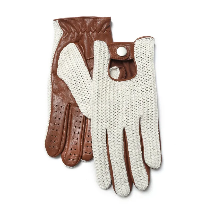 

2 пары винтажных велосипедных/мотоциклетных перчаток из плетеной овчины с кожаными вставками, мотоперчатки