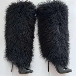 Women Popular Fashion Design Furry Mongolian Fur Leg Warmers High Quality Ready to Ship Leg Warmers boots