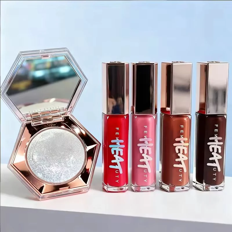 ชุดเครื่องสำอาง Fenty Beauty ลิปสติกติดทนนาน ให้ความชุ่มชื้น แป้งประกายเพชร แป้งคอนทัวร์แบบแท่ง แป้งฝุ่น