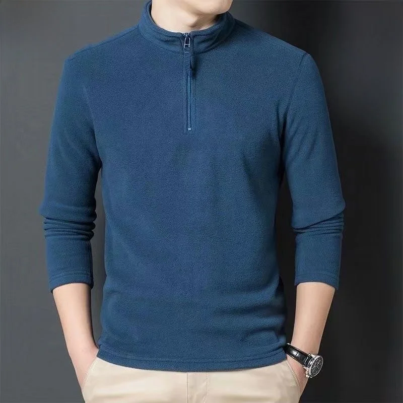 

Autumn Winter Fce Lined Hoodie Men's Stand Collar f Zip up Sweatirt Youth Faion Inner Fce Base irt Busin Sle