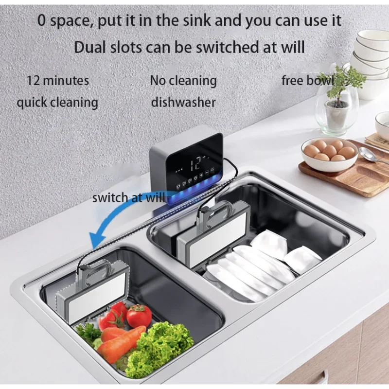 

Q6-400 New 40kHZ Dish Washer Portable Sink Dishwasher Automatic Home Ultrasonic Dishwasher Small Freestanding Free Installation