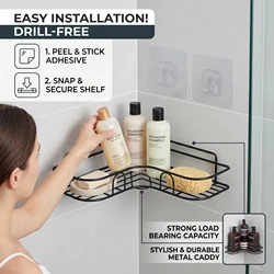 Bathroom wall mounted perforation-free triangle storage rack kitchen storage rack Triangle rack in the corners of the bathroom