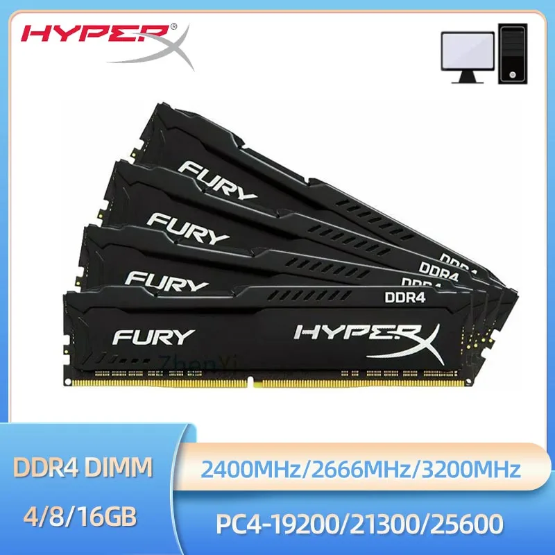 1PCS/2PCS Memoria Ram DDR4 16GB 8GB 4GB 3200MHz 2666MHz 2400MHz Desktop Memory DIMM DDR4 PC4-25600 21300 19200 RAM HyperX FURY ﻿