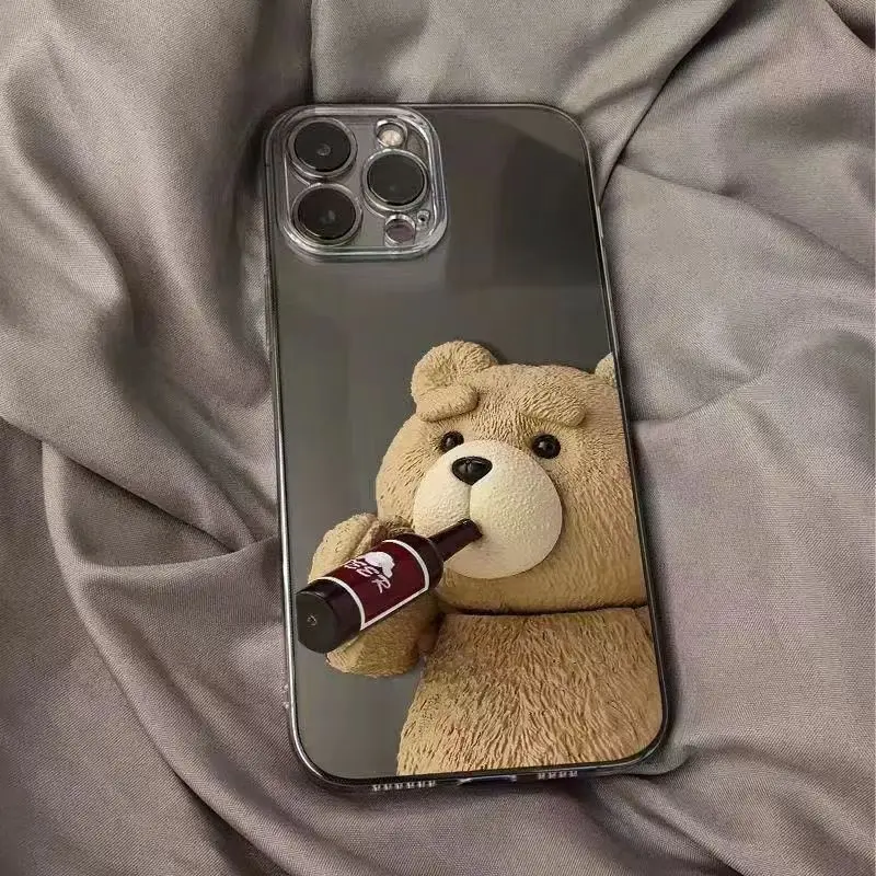 Drinking Bear Case For iPhone 13 Case Silicon For iPhone 11 12 13 Pro Max XR 7 8 11 Pro X XS Max Plus Mini Phone Cover