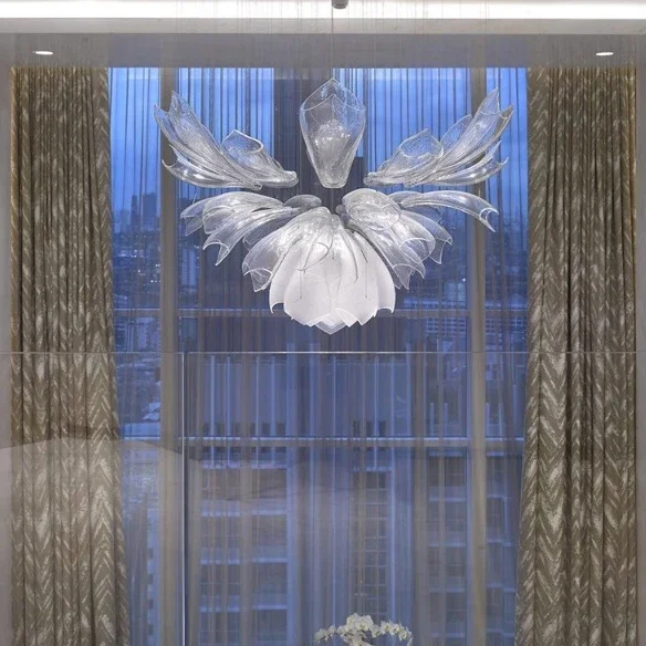 GHJUYIOL Simple and luxurious lighting fixtures, hotel villas, living rooms, petal shaped hanging chandeliers