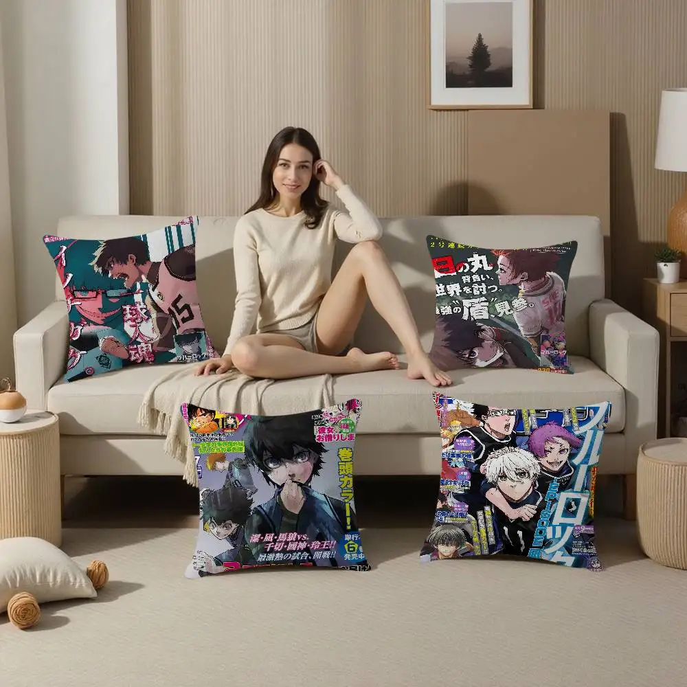 أنيمي الأزرق قفل غرفة ديكور جماليات كيس وسادة ديكور المنزل غرفة نوم أريكة سرير الأريكة وسادة غطاء 45x45 #1