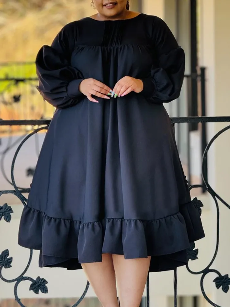 XL-5XL Plus Size Clothes Dresses Women Robes 2025 Spring Autumn Long Sleeve Street Style Casual 3XL 4XL Big Size Dress Oversized