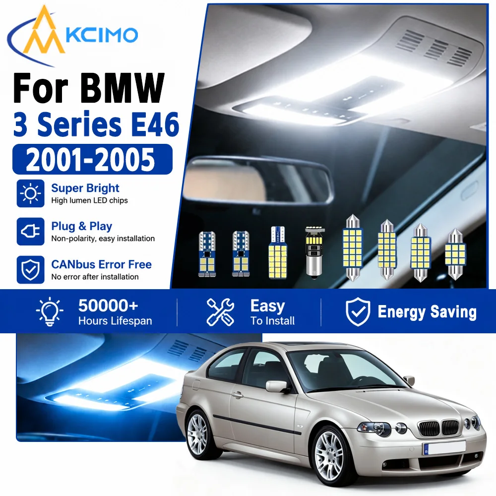 KCIMO 2 Colors LED Interior Light Kit For BMW 3 Series E46 Compact 2001-2005 Plug And Play Cabin Dome Map Lamp Auto Accessories