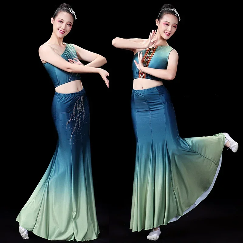 Новое поступление, танцевальные костюмы Дай, трико с рыбьим хвостом, танцевальная одежда, женское элегантное платье с павлином, сценическое платье, костюм для народного танца Новое поступление, танцевальные костюмы Дай, трико с рыбьим хвостом, танцевальная одежда, женское элегантное платье с павлином, сценическое платье, костюм для народного танца