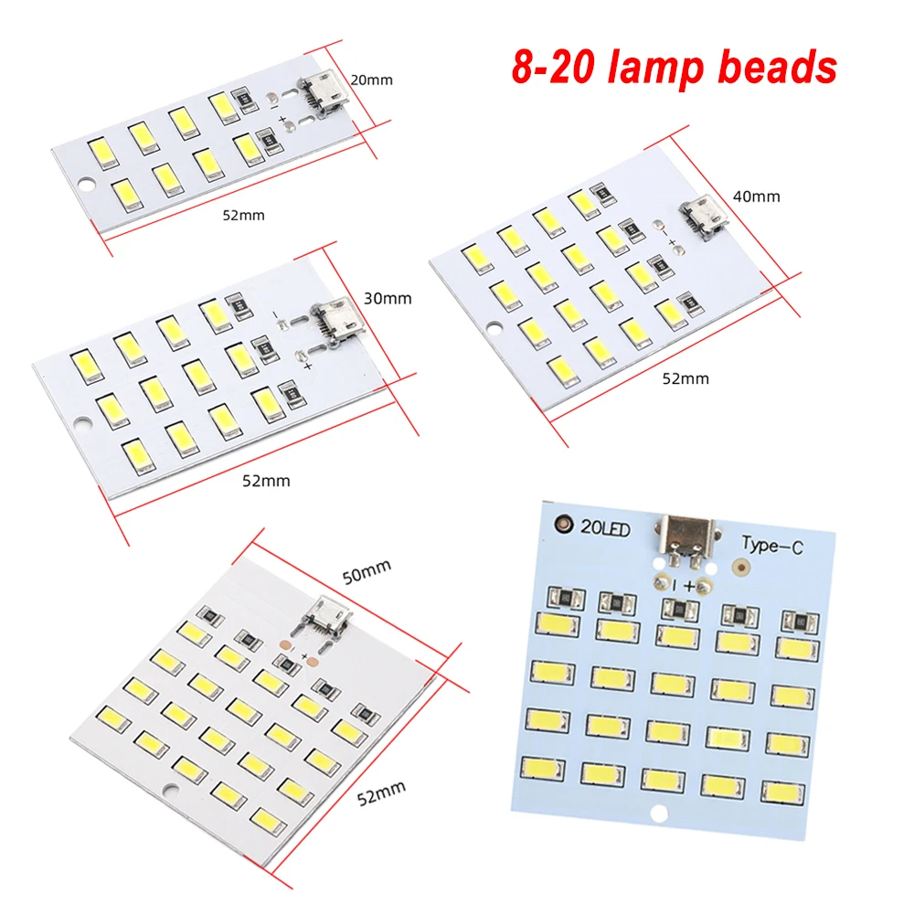 

Type C Mirco USB 5730 smd 5V 430mA~470mA White 8/12/16/20 LED Lighting Panel Mobile Light Emergency Light Night Light
