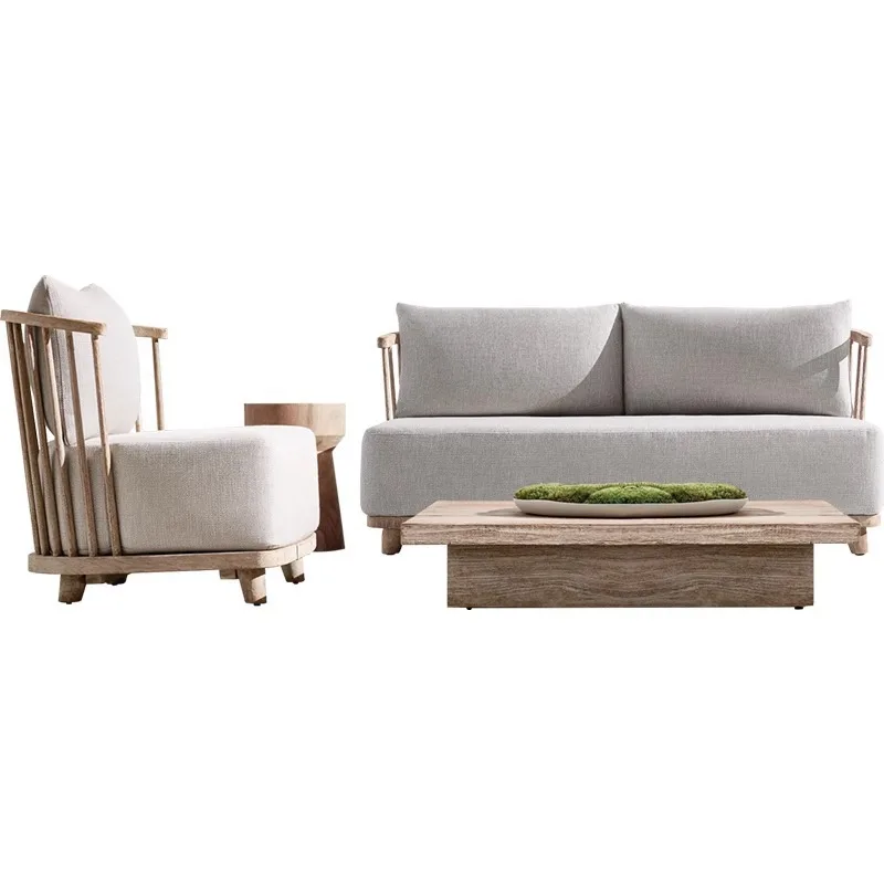 

Outdoor teak sofa combination designer hotel courtyard garden waterproof sunscreen leisure preservative wood outdoor furniture