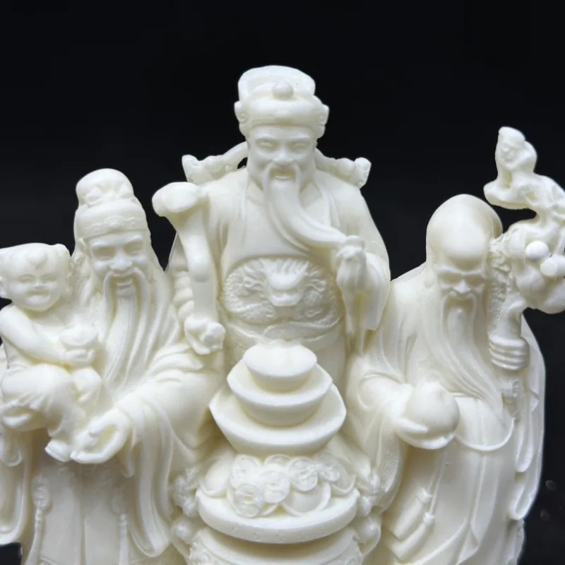 Ivory Nut Carving Integrated Fu Lu Shou Fortune, Prosperity and Longevity Home Living Room Desktop Decorative Crafts Decoration