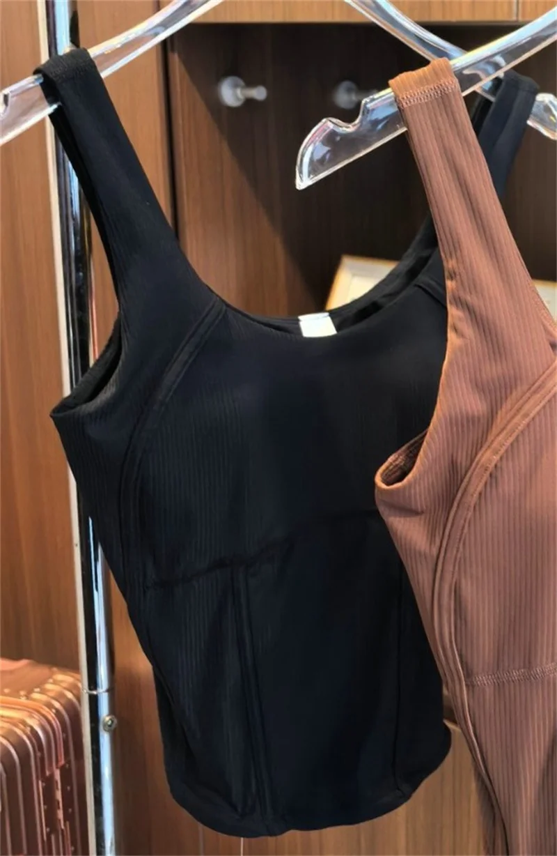 Screw Thread Strap Sport Vest Woman Slim Solid Backless Sleeveless Top Summer Women Casual Yoga Clothes Streetwear