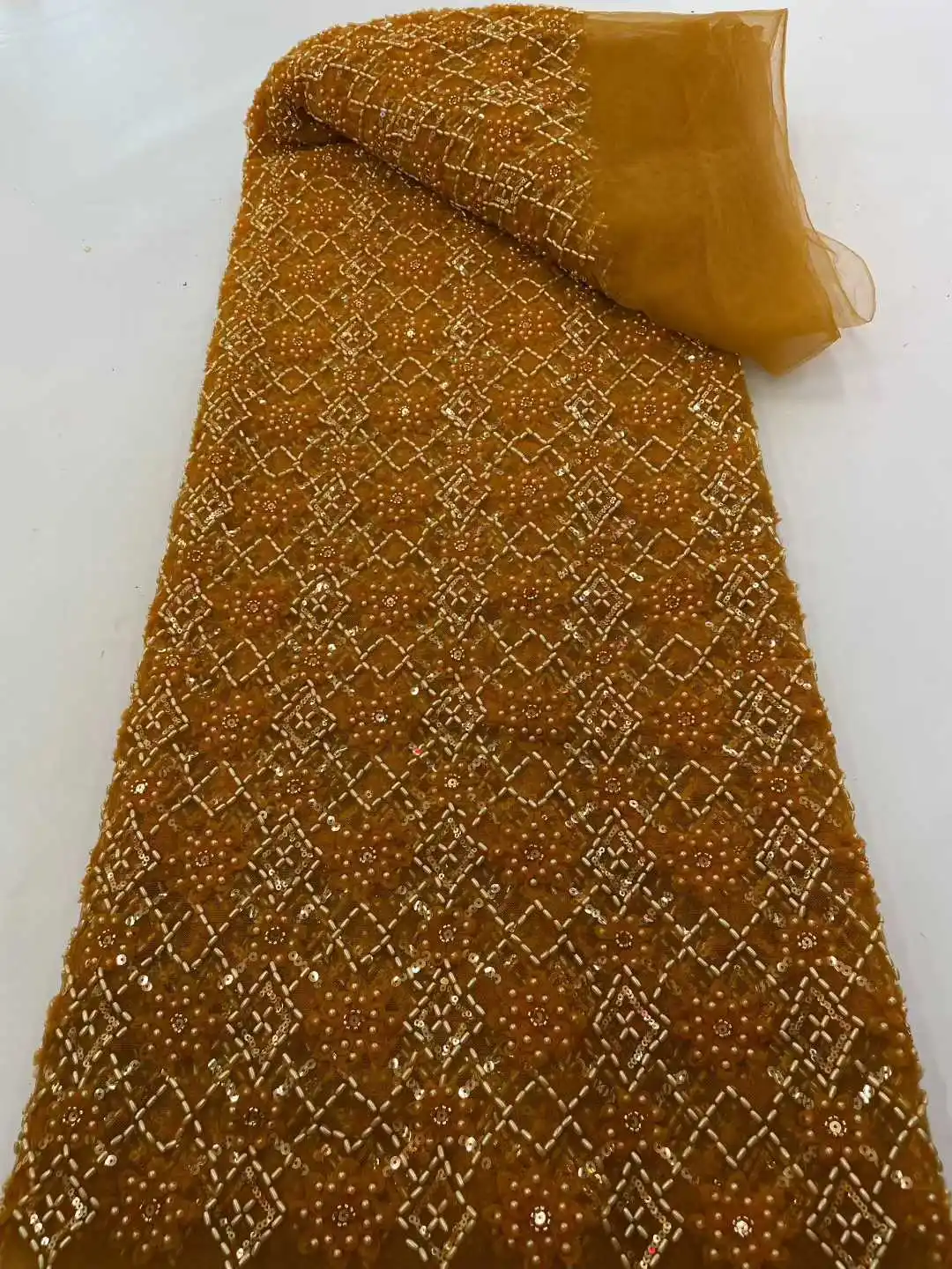 럭셔리 아프리카 스팽글 비즈 레이스 원단 2025 고품질 신랑 나이지리아 웨딩 신부 자수 프랑스 튤 바느질