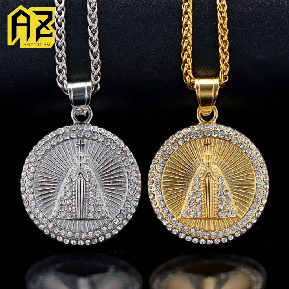 

Anztilam No Fade Marry Tag 316L Stainless Steel Iced Out Pendant with Long Link Chain Necklaces for Women Men Hip Hop Jewelry