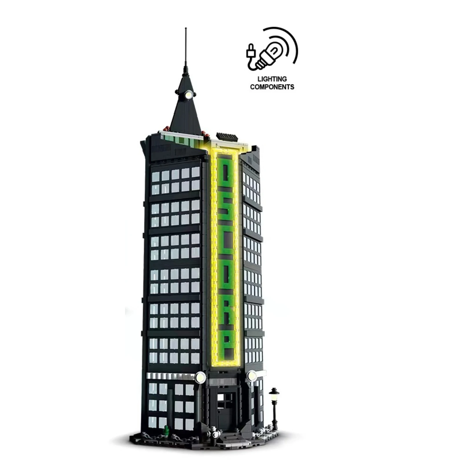 MOC 80033 2539 قطعة مجموعة مكعبات البناء السوداء مع إضاءة LED لعبة البناء سطح المكتب الديكور هدية للطفل الكبار هدية عيد الميلاد