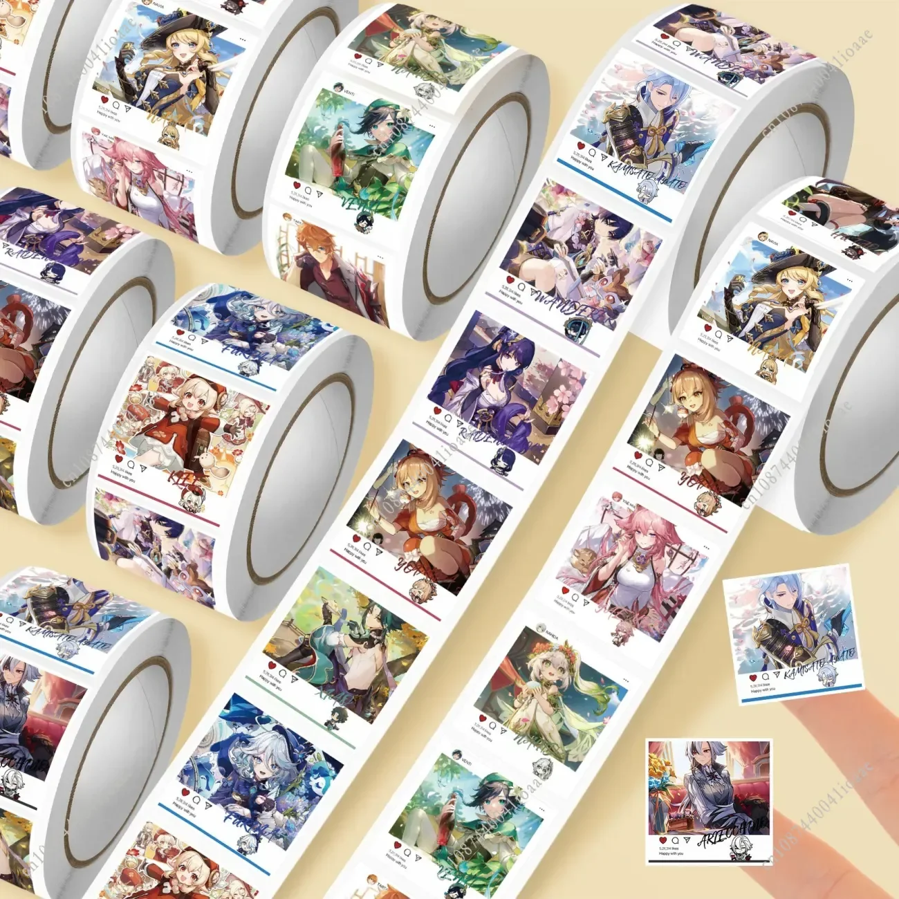 สติกเกอร์เกม Genshin Impact 500 ชิ้น/ม้วน รูปทรงสี่เหลี่ยม น่ารัก สำหรับตกแต่ง DIY บนสเก็ตบอร์ด มอเตอร์ไซค์ สมุดบันทึก สำหรับแฟนๆ Genshin Impact