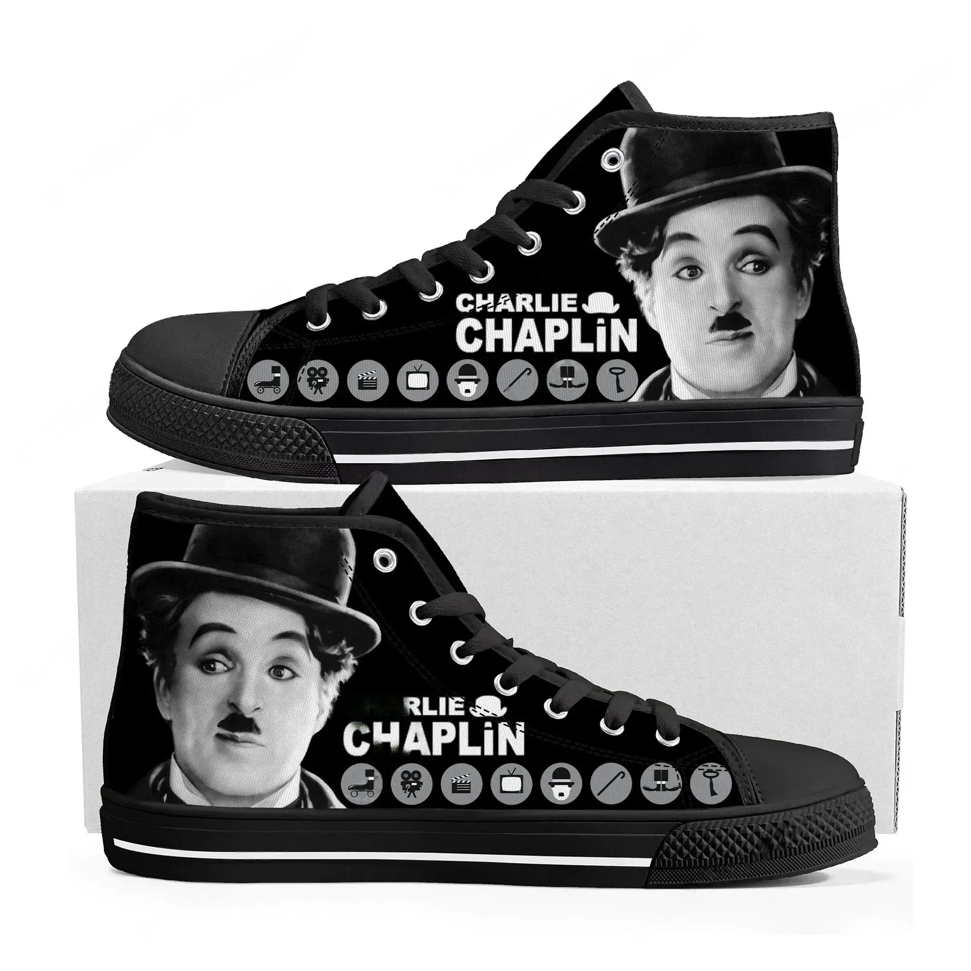 

Кроссовки Charlie Chaplin High Top для мужчин, женщин и подростков, высококачественные кеды из канваса, повседневная обувь для пар, обувь на заказ