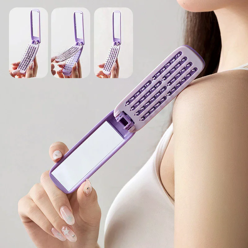 

Складная расческа 2 в 1, с зеркалом, массажная расческа для волос, головы, антистатическая дорожная расческа для укладки на воздушной подушке, подходит для всех типов волос