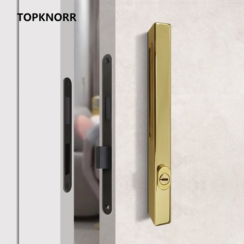 Imagem -03 - Topknorr-minimalista Fechadura Magnética Casa Interior Universal wc Quarto Preto Maçaneta de Madeira Mudo Quarto Door Lock