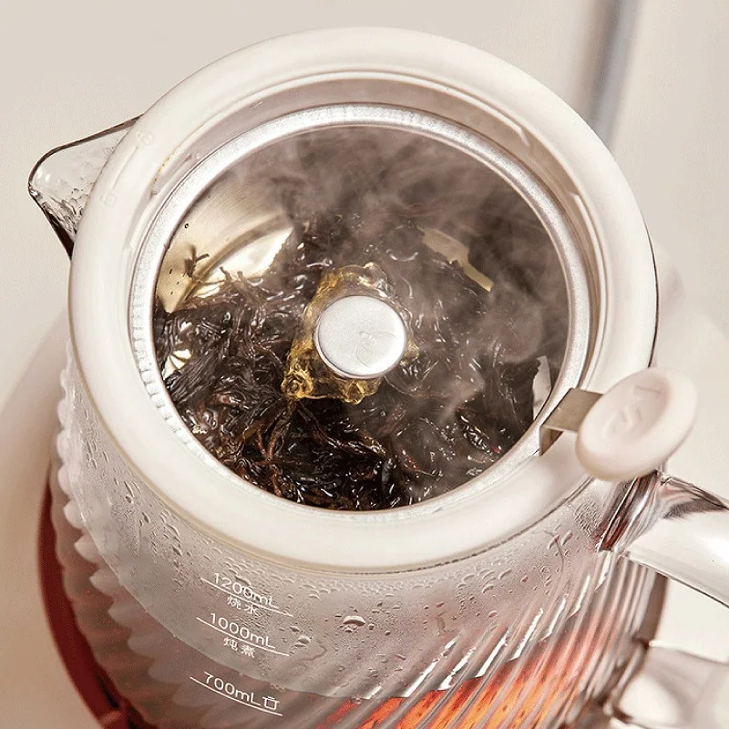 1.2L Electric Kettle Temperature Control Tea Maker Office Appointment Glass Flower Teapot Home Health Kettle Multifunctional