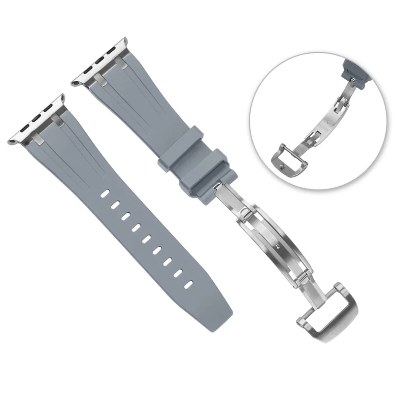 Sport Rubber Band for Apple Watch Ultra 2 49mm 45mm 44mm 42mm Soft Strap Fold Buckle IWatch Series 9 8 7 6 5 SE Correa Bracelet