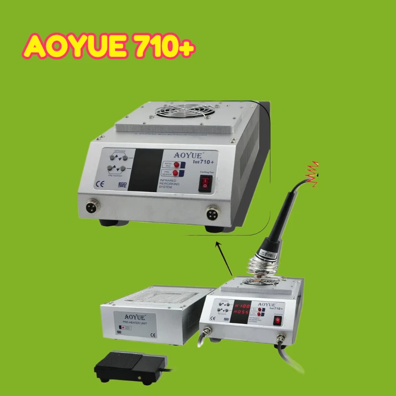 AOYUE 710+ Digital Hot Air Rework Station BGA PCB Soldering Repair Tool with Curved Nozzle Precise Temp Control for Electronics