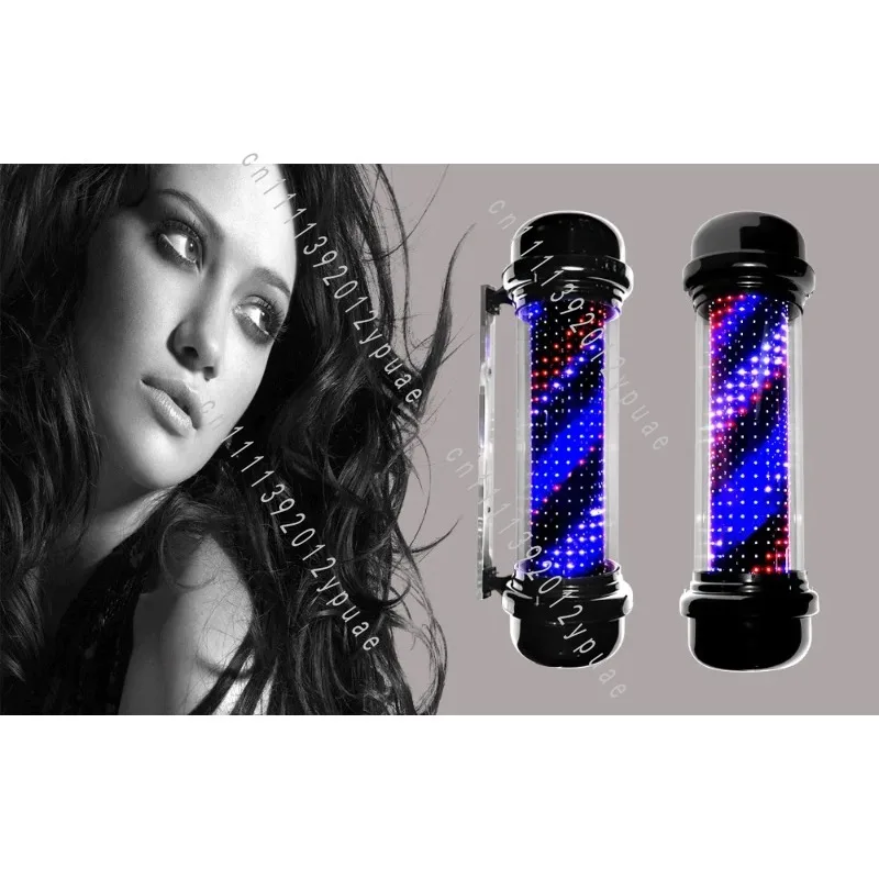 LED Barber Pole Light, Red White Blue Rotating Column Sign, Hair Advertising LED for Barbershop Storefront